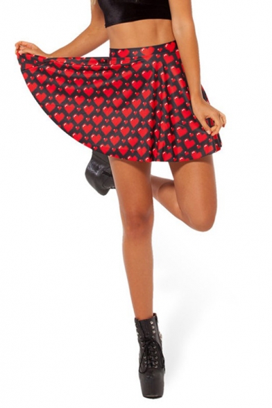 Fashionable Hottest Red Sweethearts Black Pleated Skirts