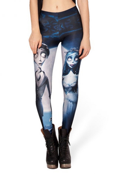 Two Main Characterrs of The Corpse Bride Elastic Leggings ...