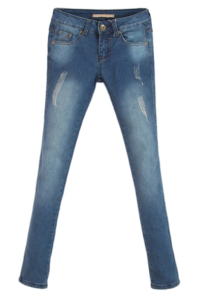New Look Ripped Light Wash Mid Rise Jeans
