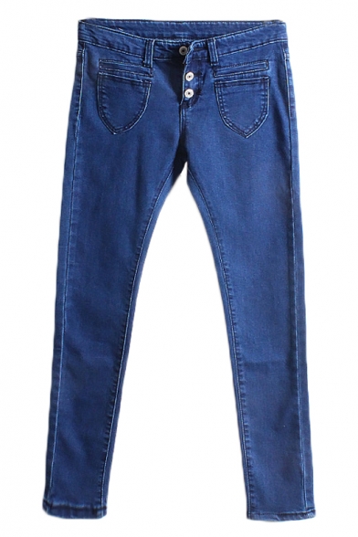 New Look Patch Pocket Front Three-Button Fly Skinny Jeans