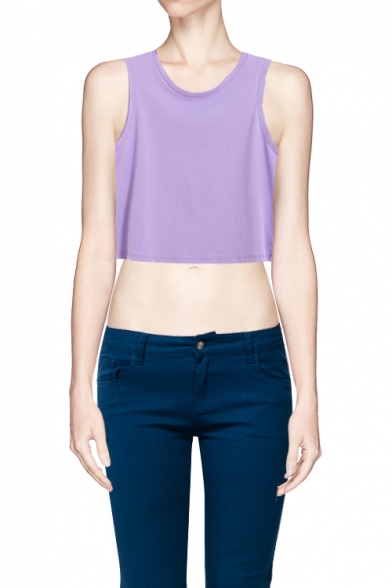 Round Neck Sleeveless Top in Candy Color