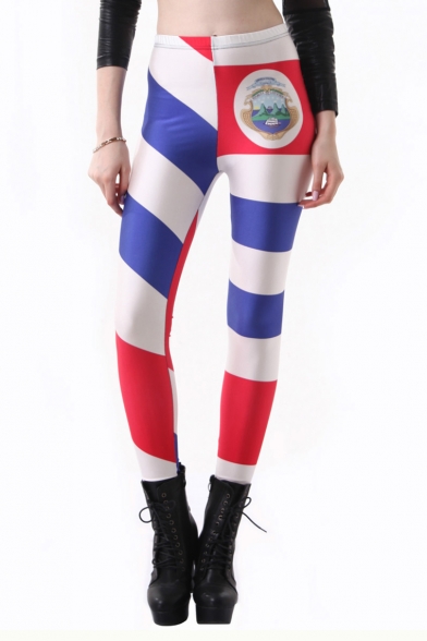 Flag of Costa Rica Print Full Length Leggings
