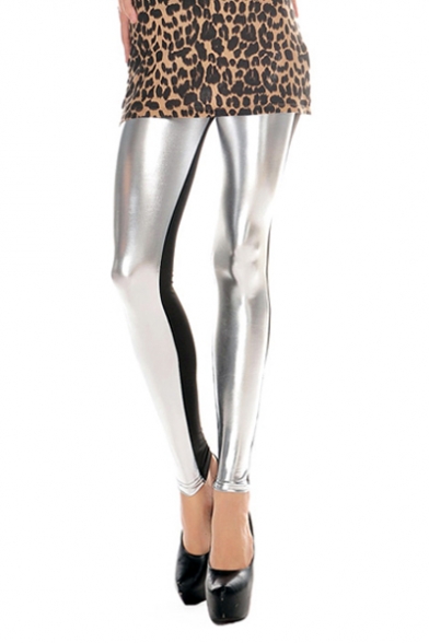 High Rise Color Block Ankle Leggings in Cotton-blend