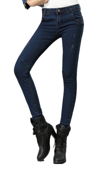 Must Have Mid Rise Zipper Fly Skinny Jeans