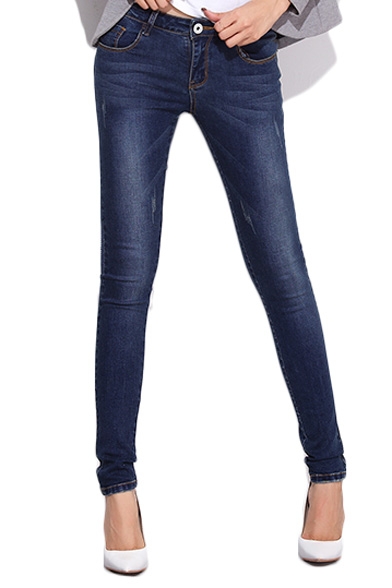 Zipper Fly Skinny Jeans with Stitch Detail