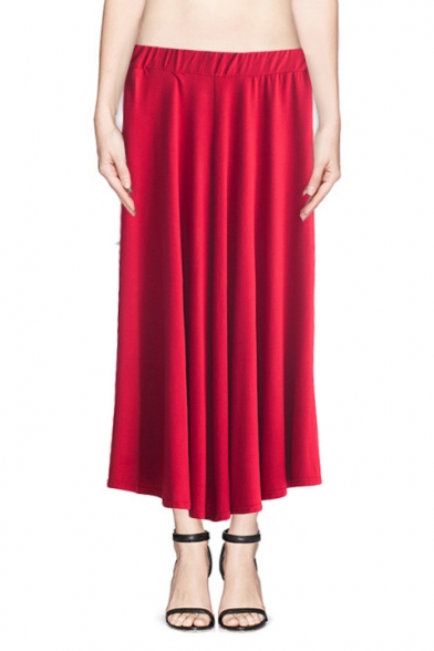 Elegant Elastic High Waist Modal Skirt in Ankle Length
