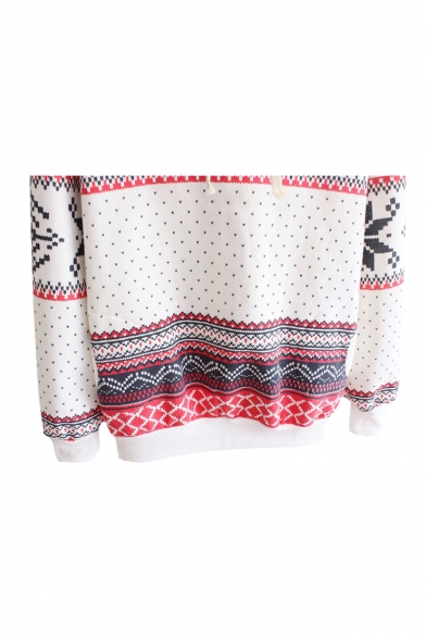 Christmas Aztec Print Long Sleeve Hoodie with Funnel Neck