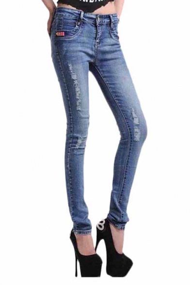 Light Color Pencil Jeans with Mid Rise