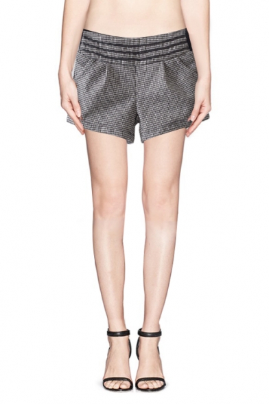 Special Designed High Waist Shorts in Gingham Print