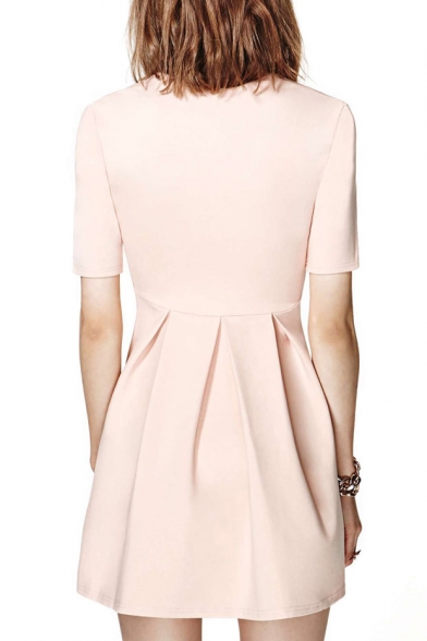 pleated short sleeve dress