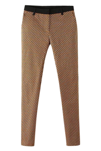 Vintage Colorblock Waist Fitted Pant with Zipper Fly