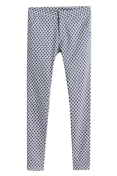 Fitted Polka Dot Print Pencil Pant with Zipper Fly