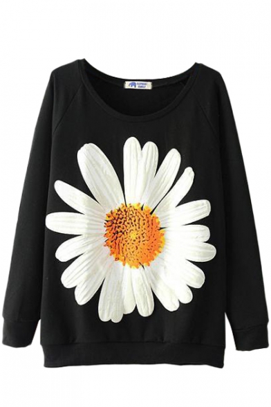 Floral Print Round Neck Raglan Sleeve Sweatshirt