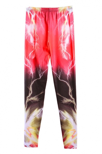 lightning print pants
