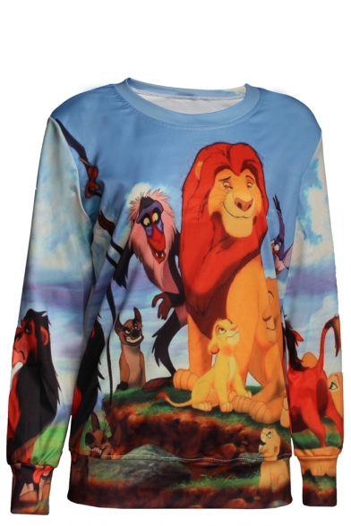The Lion King Print Round Neck Long Sleeve Sweatshirt