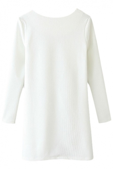 white long sleeve shift dress