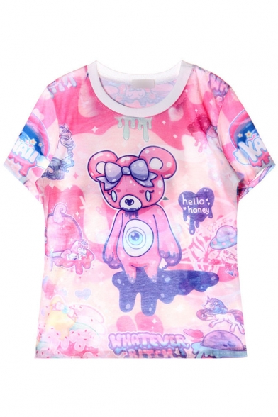 Shining Space Cute Little Bear&Horse Print T-shirt
