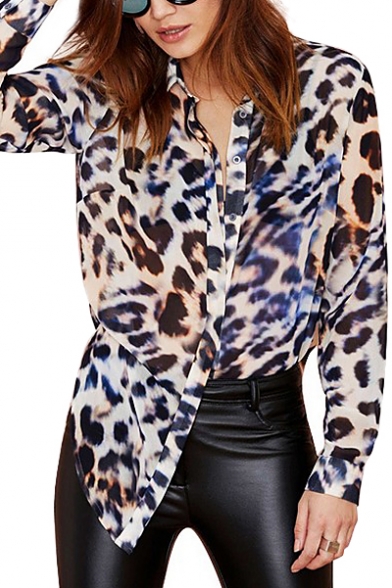 Wild&Sexy Style Leopard Print Chiffon Shirt