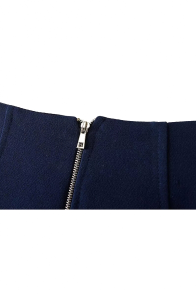 Plain Pockets Detail High Rise Zipper Fly A-Line Skirt