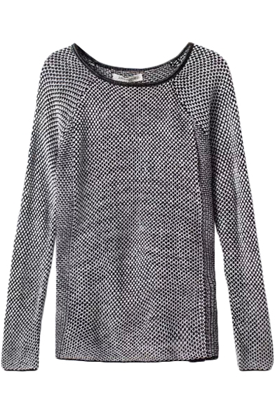 Gray Textured Round Neck Raglan Long Sleeve Fitted Sweater