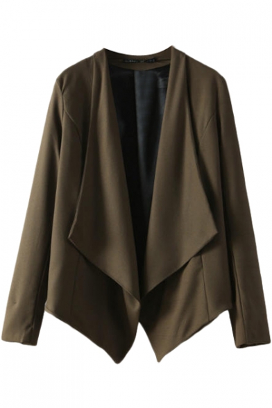 Plain Concise Waterfall Front Blazer