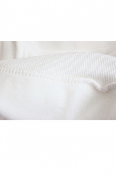 Round Neck Flower Print Cloth Panel Long Sleeve Sweatshirt