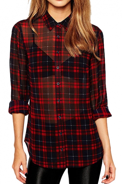 sheer plaid shirt