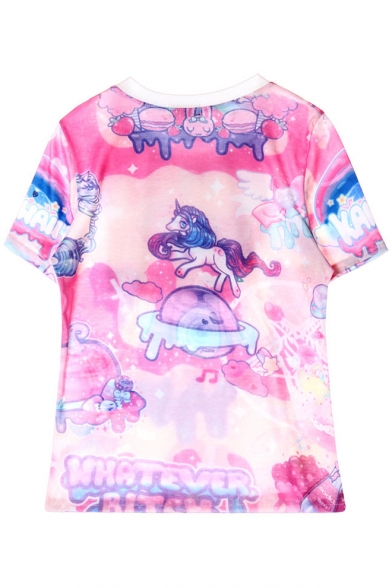 Shining Space Cute Little Bear&Horse Print T-shirt