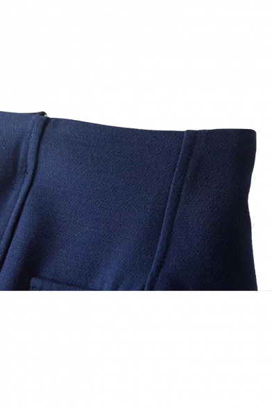 Plain Pockets Detail High Rise Zipper Fly A-Line Skirt