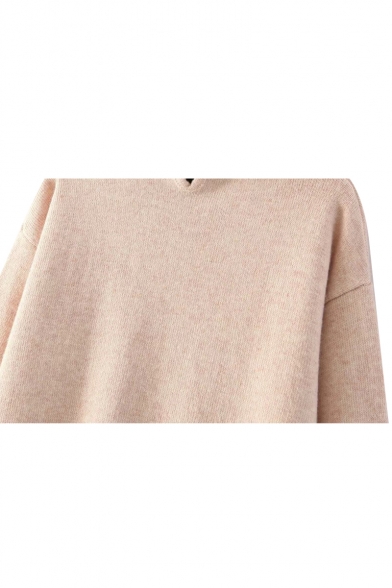 Plain Knitted Sweater with Lace Peter Pan Collar - Beautifulhalo.com