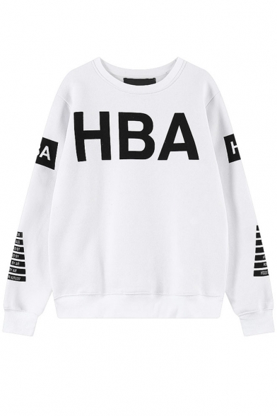 HBA&Circle Symbol Print Round Neck Long Sleeve Sweatshirt