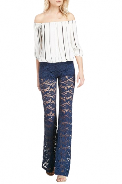 Sexy Lace Cutwork Style Boot Cut Pants