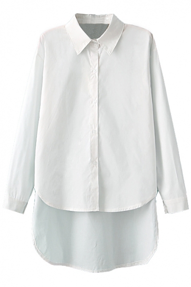 High-low Hem White Midi Shirt