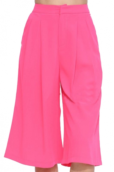Knee Length Ruched Detail Wide Leg Pants - Beautifulhalo.com