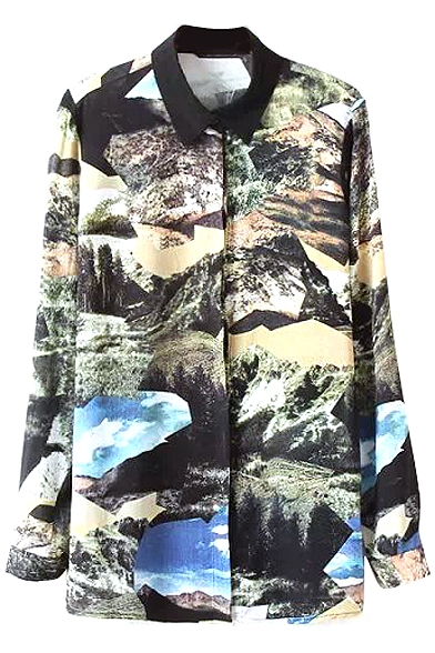 Water Color Landscape Print Shirt