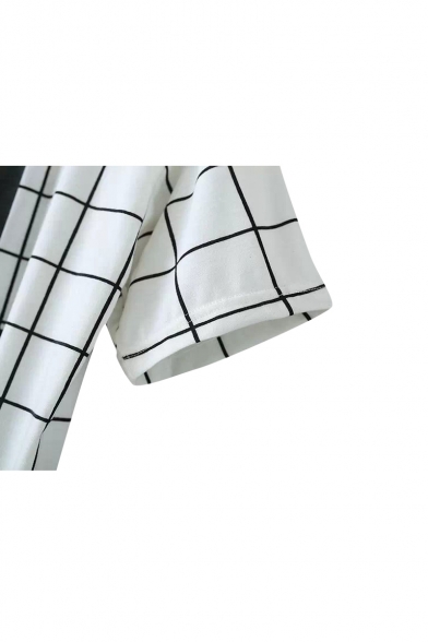 Checker Pattern Letter Print Midi White T-Shirt