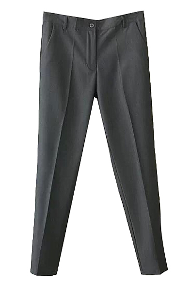 Suit Style Plain Single Button Pencil Pants