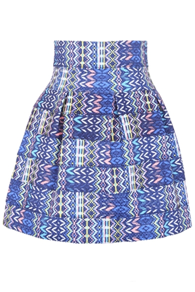Ethnic Pattern Print High Waist Mini Skirt