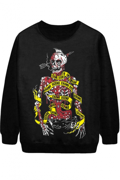 Ribboned Skeleton Funk Style Sweatshirt