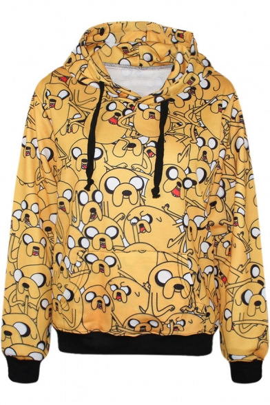 Adventure Time Theme Print Hooded Pullover with Pocket Front
