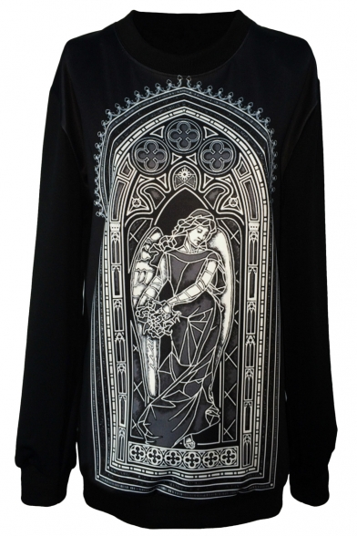 Goddess&Church Print Black Sweatshirt