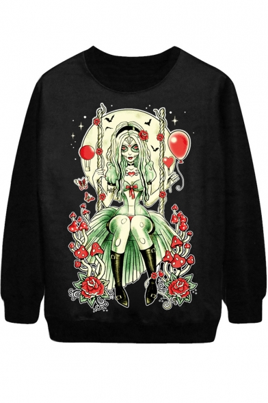 Horror Green Swing Little Girl Print Sweatshirt