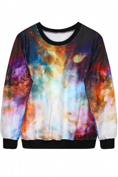 Psychedelic Space Print Sweatshirt