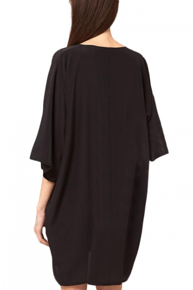 black dress with batwing sleeves