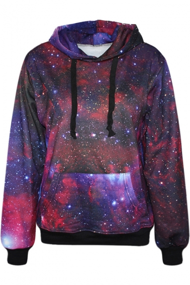 Purple Galaxy Print Hoodie