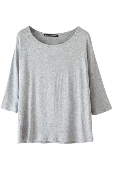 3/4 Sleeve Plain Basics T-Shirt - Beautifulhalo.com
