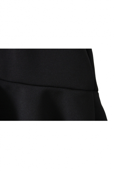 Black High Waist Tiered Ruffle Hem A-line Mini Skirt