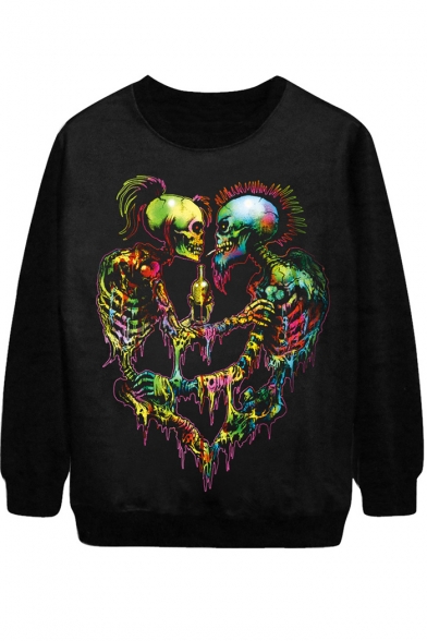 Symmetric Fantasy Skull Print Sweatshirt