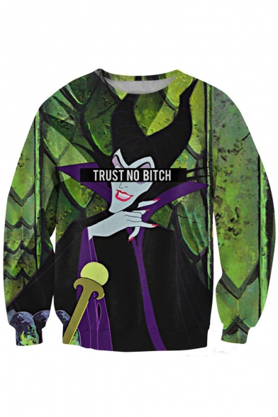 Vicious Queen Print Green Sweatshirt