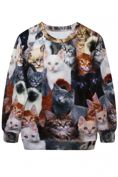 3D All Kinds Of Cats Print Sweatshirt